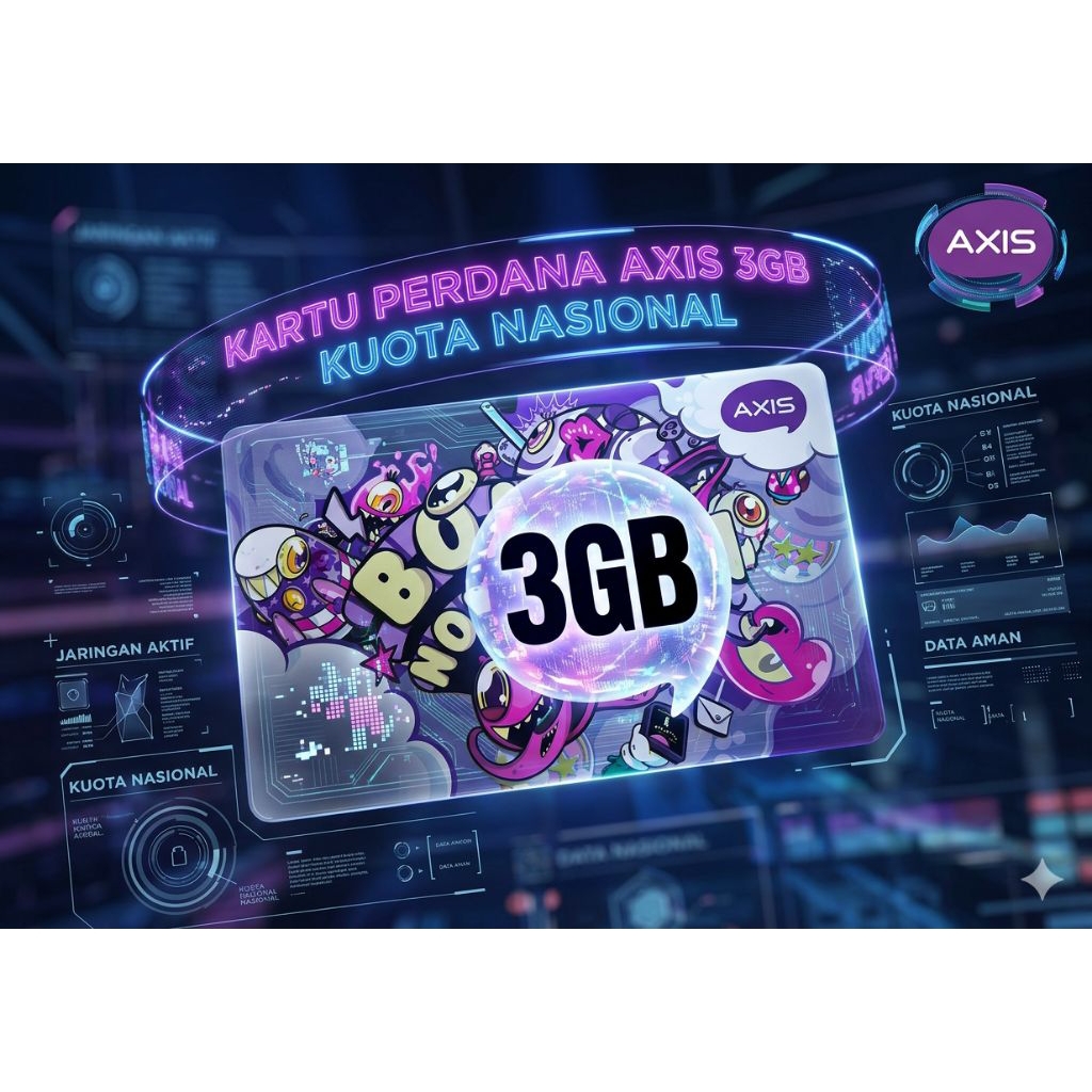 Kartu Perdana AXIS 3GB Kuota Nasional On 1 bulan