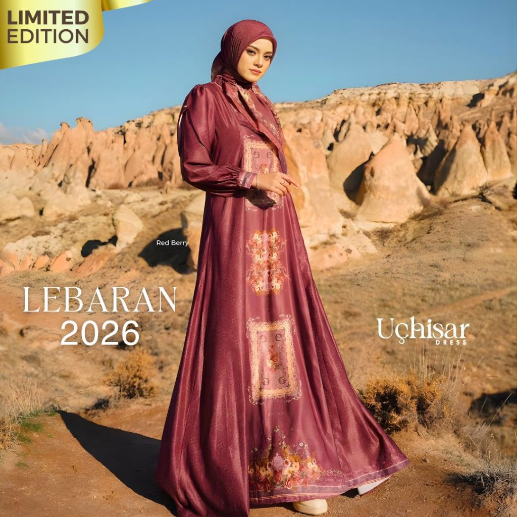 [BISA COD] UCHISAR DRESS MIDI NADHEERA LUXURY GAMIS SILK MEWAH LEBARAN 2026 NADHERA UCISAR MOTIF