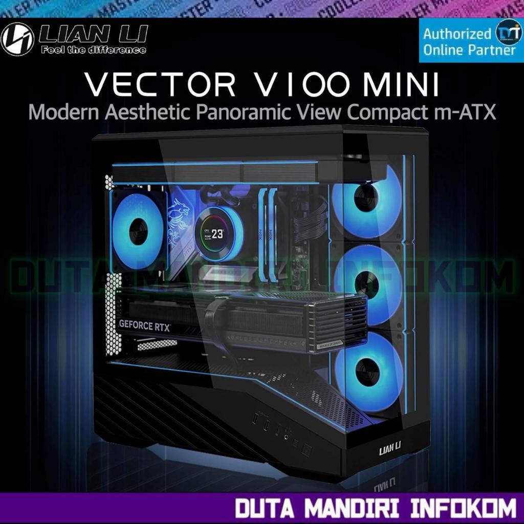 Lian Li VECTOR V100 I V100R MINI - Modern Aesthetic Panoramic Wide View Tempered Glass Compact Tower