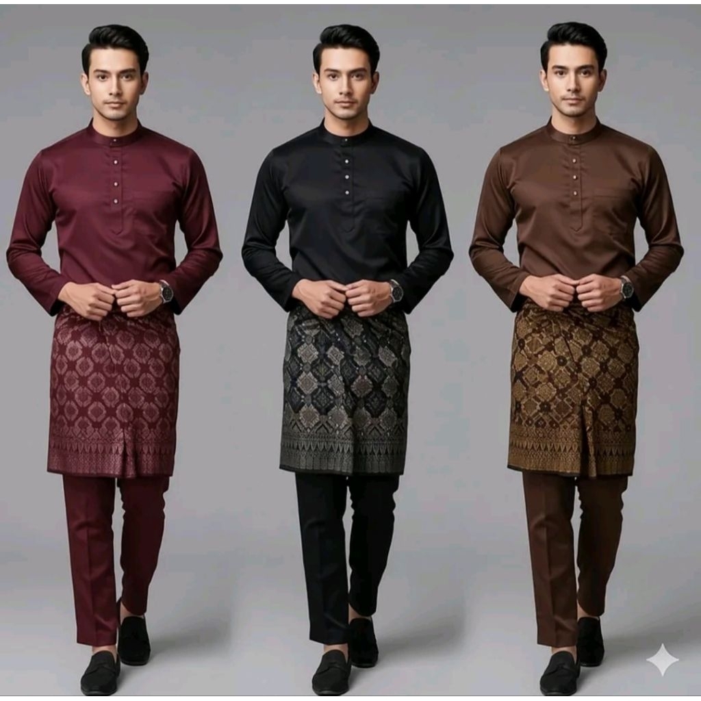 terbaru baju kurung malayu bahan satin valvet teluk belanga PRIA DEWASA baju koko