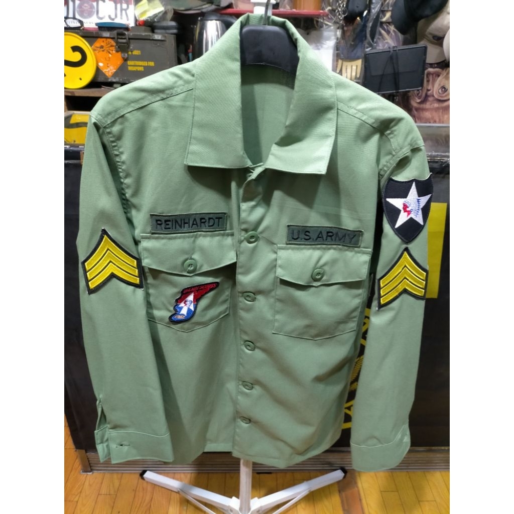 Kemeja Army Full Patches Style Vintage Military John Lennon Shirt