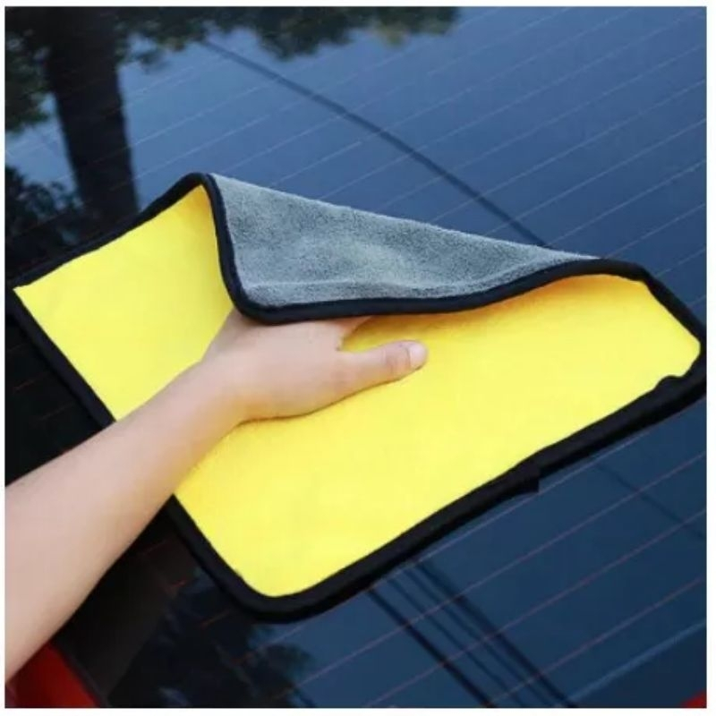 READY Kain LAP Microfiber / Lap Mobil Microfiber 30x30 warna kuning abu /Kain Lap Microfiber Premium