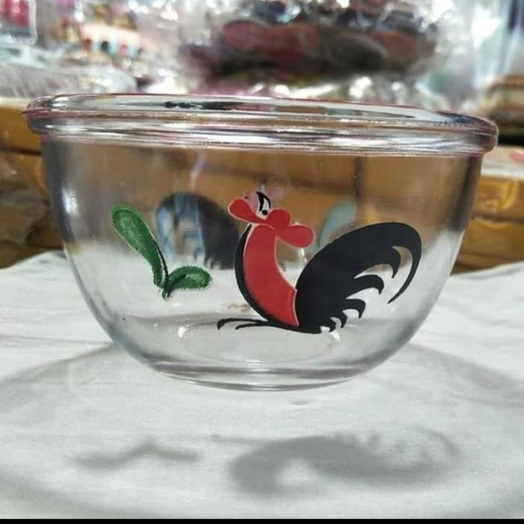 Souvenir Pernikahan Mangkok Ayam Jago || Mangkok Kaca Bening D10cm T4cm