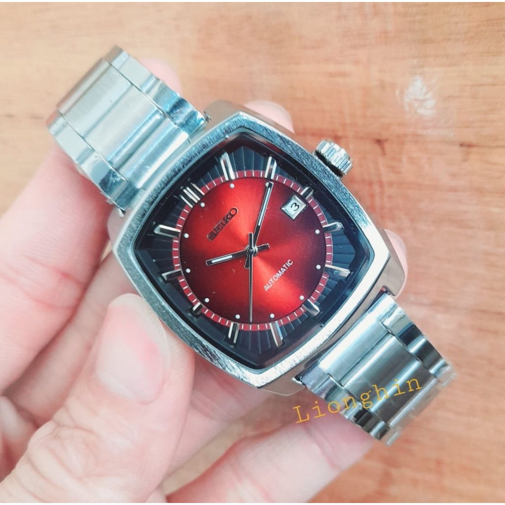 jam tangan pria seiko automatic segi/kotak rantai stainless jam tangan pria otomatis tanpa baterai