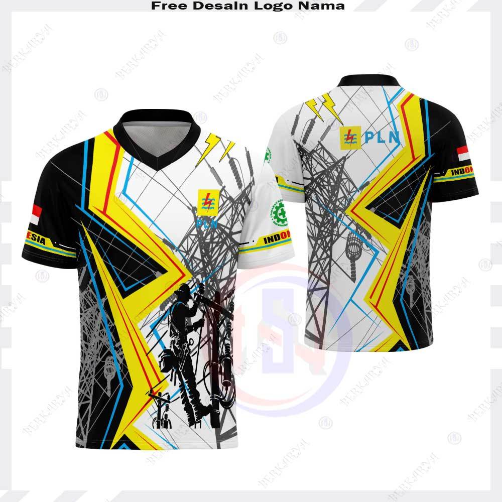 Kaos Jersey PLN Fullprint Free Custom / Baju PLN / Kaos PLN Listrik Indonesia Lengan panjang