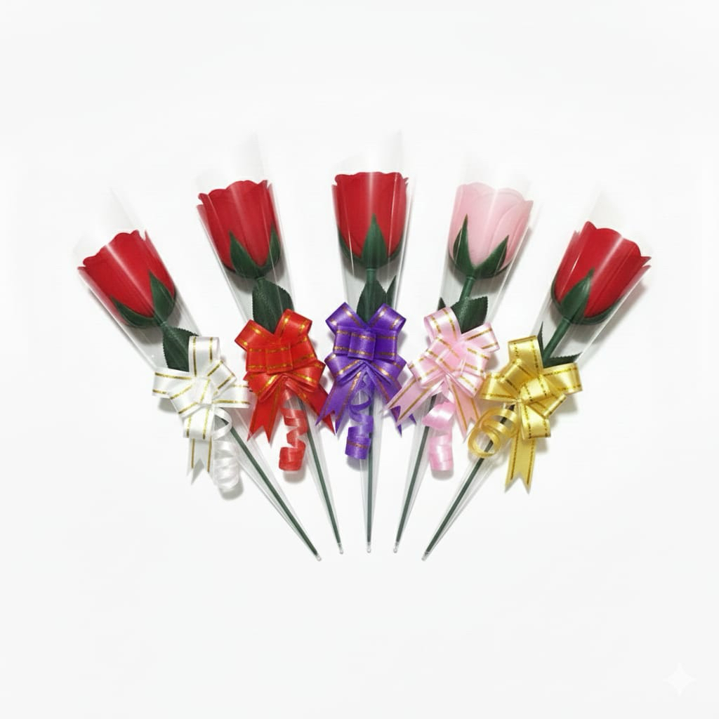 Bunga tangkaian satuan buket kuntum mawar palsu realpict / buket bunga plastik Bunga seperti asli bi