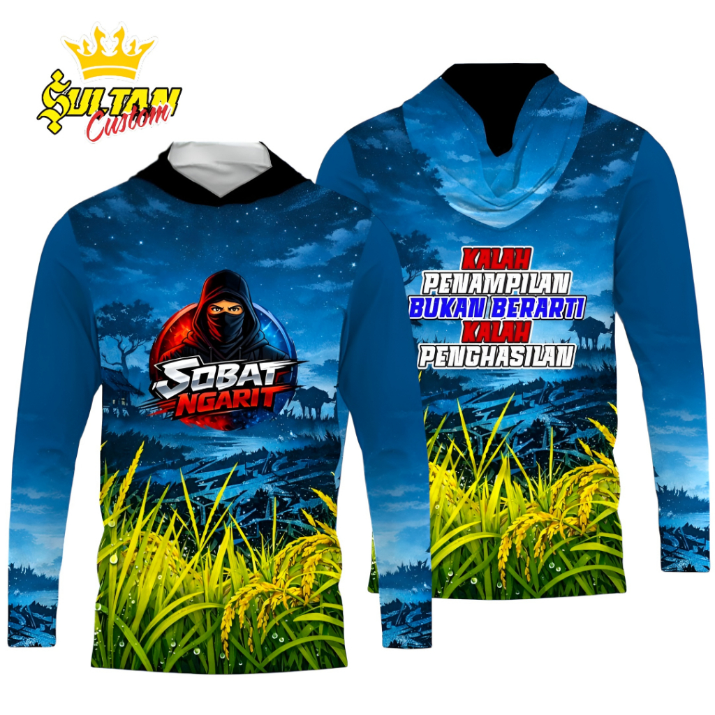 Jersey Sobat Ngarit Lengan Panjang Full Printing Kaos Komunitas Petani