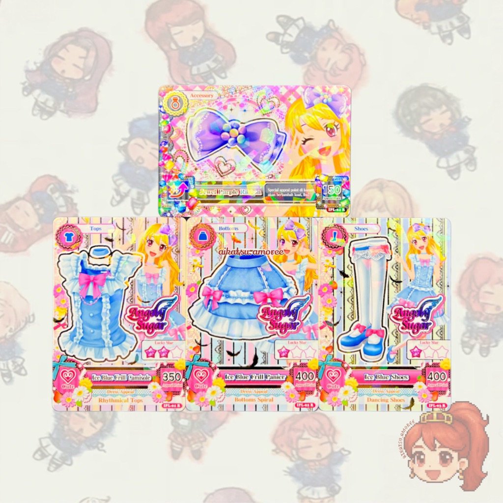 Aikatsu IPL BETA Ver Card Angely Sugar Ice Blue Frill set Ichigo Hoshimiya