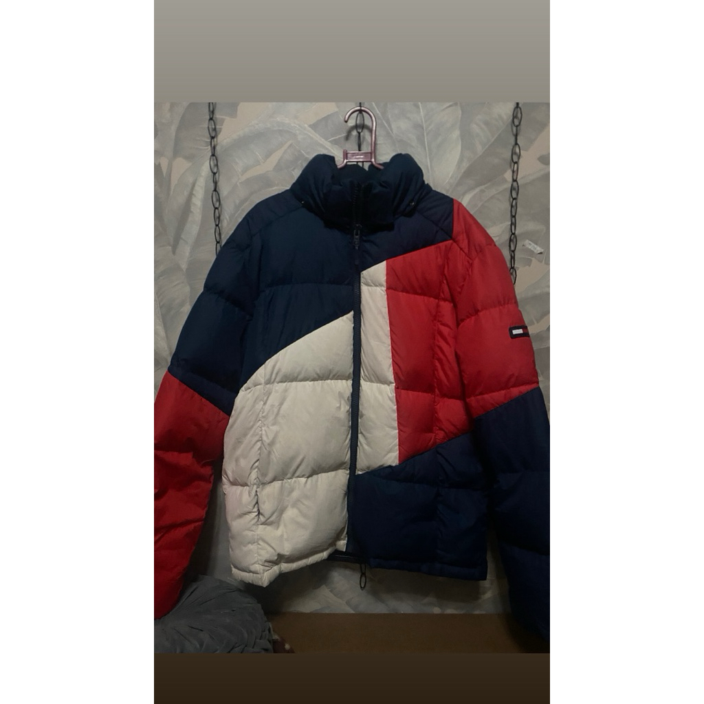 jaket bulang puffer tommy hilfiger big flag 74x65