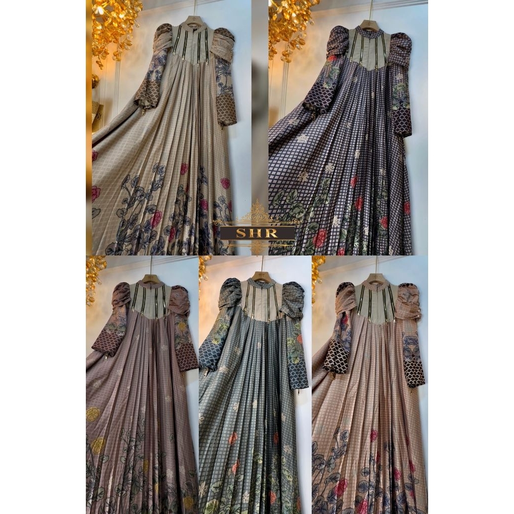 SHR MAXI DRESS GAMIS INCESS KATUN SUTRA MEWAH LEBARAN VIRAL