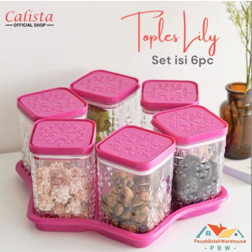 SET 6 Toples Kedap Kristal Lily Calista / Toples Kristal / Toples Kue Kering