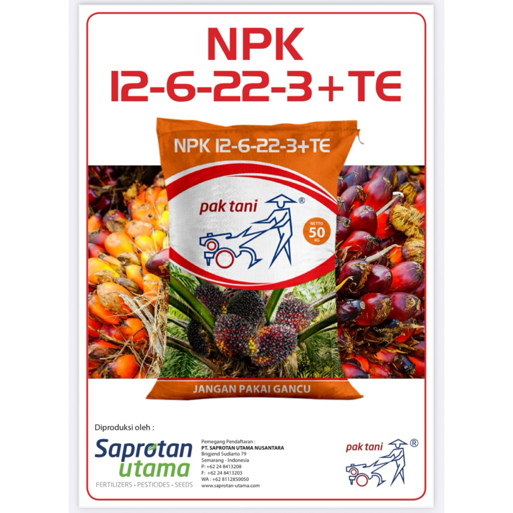 NPK 12-6-22-3+TE Pak Tani Pupuk Sawit Kalium Tinggi Mengandung Mg dan Mikro