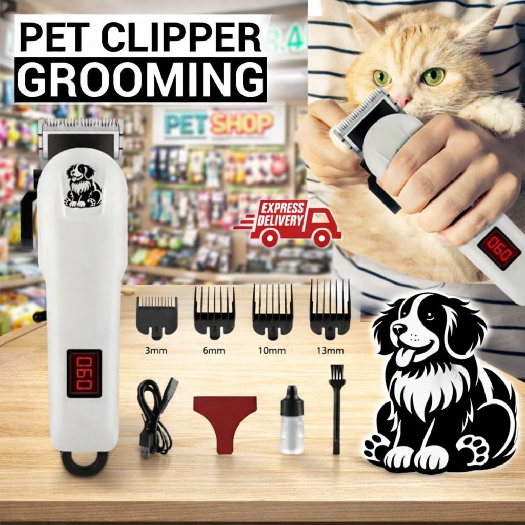 Mesin Cukur Hewan Profesional Tanpa Kabel Pet Clipper Kucing Anjing Paket Gunting Stainless Lengkap