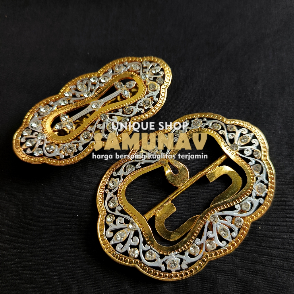 Timang Royal Quality Emas dan Perak Model Silih Asih untuk perlengkapan Ikat Pinggang Sabuk Jawa