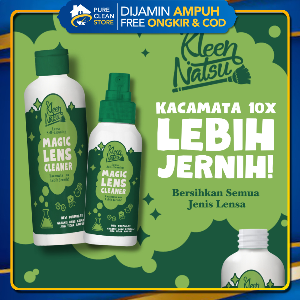 LENS CLEANER NATURAL SPRAY KLEENNATSU FREE MICROFIBER Cairan Pembersih Lensa Kacamata Minus Jernih T