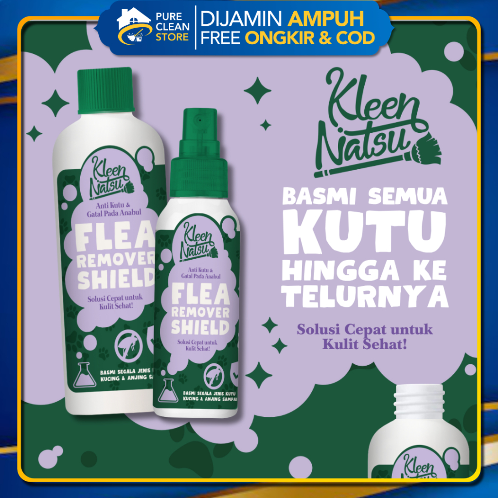 FLEA REMOVER KUCING KLEENNATSU GRATIS 250ML Obat Pembasmi Kutu Kucing Spray 100ML Semprotan AMPUH An