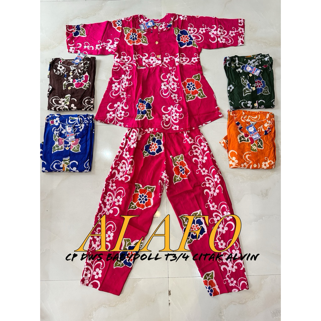 BAJU TIDUR NYAMAN CP DEWASA BABYDOLL T3/4 BATIK ALVIN CITAK