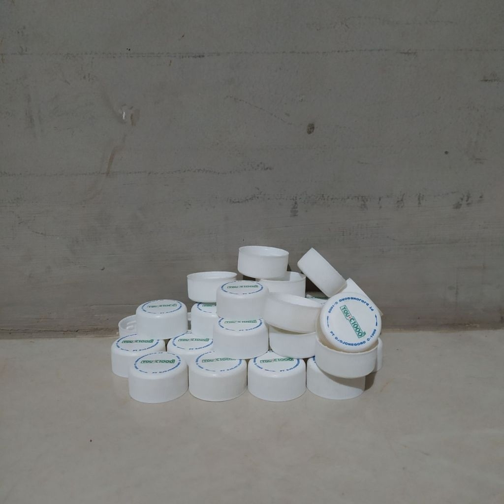 30pcs Tutup Botol Plastik You C1000 Warna Putih Bekas Bersih