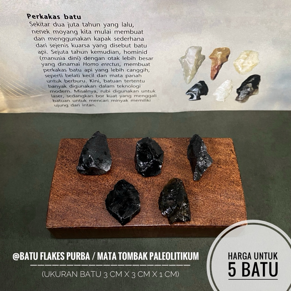 Batu Flakes Purba C32 atau Mata Tombak Paleolitikum atau Alat Serpih atau Kapak Batu Purba atau Batu