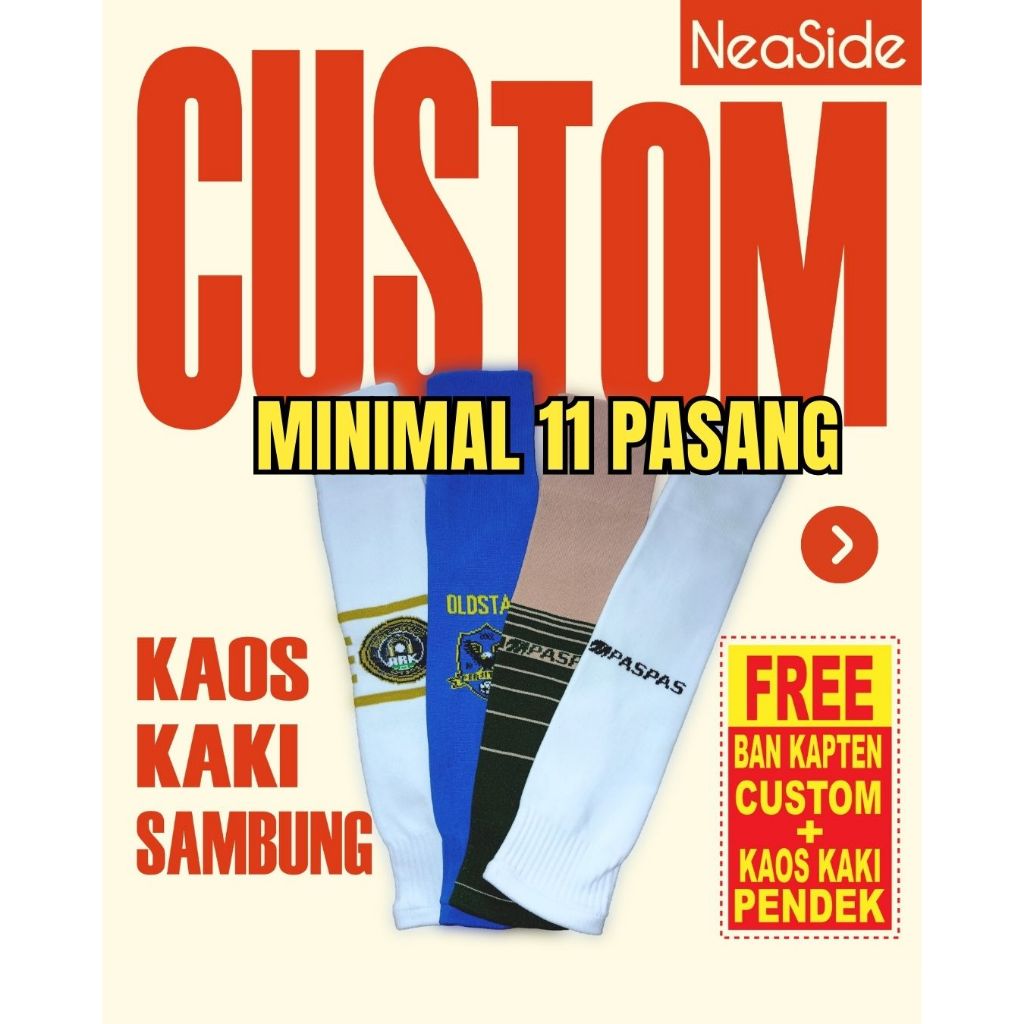 Neaside Kaos Kaki Custom Bola Futsal Rajut Logo Team Premium Nyaman Dewasa Anak