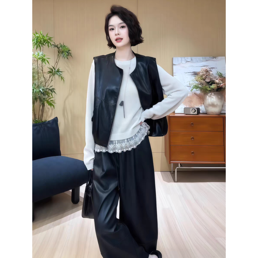 CURATED CLOSET ARIA LEATHER TOP/VEST/ATASAN WANITA TERBARU/VEST KULIT WANITA/ATASAN KULIT WANITA/LEA