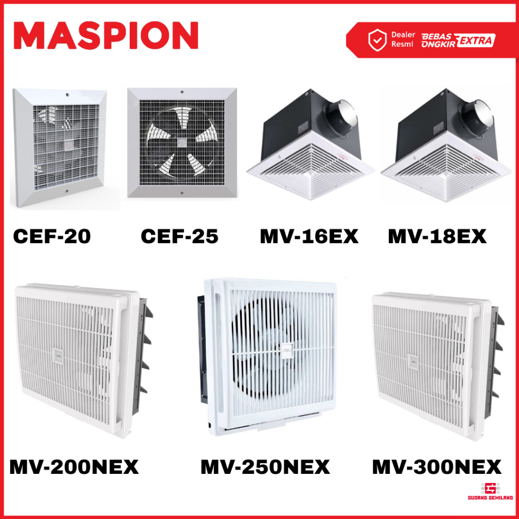 Kipas Angin Eksos Exhaust Fan Plafon Ventilasi 8-12 Inch Berbagai Ukuran Kipas Ceiling Fan MASPION
