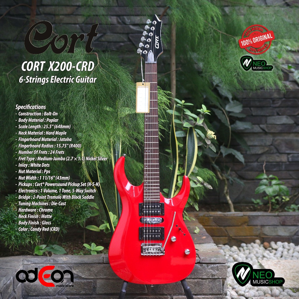 Cort X200-CRD  6-Strings Electric Guitar – Candy Red