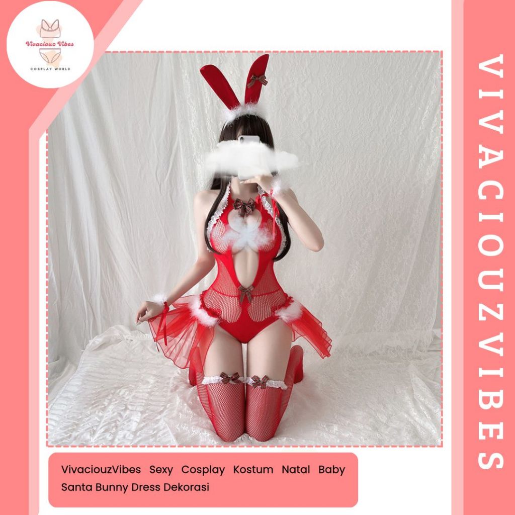 Kozuvibes Sexy Cosplay Kostum Natal Baby Santa Bunny Dress Dekorasi