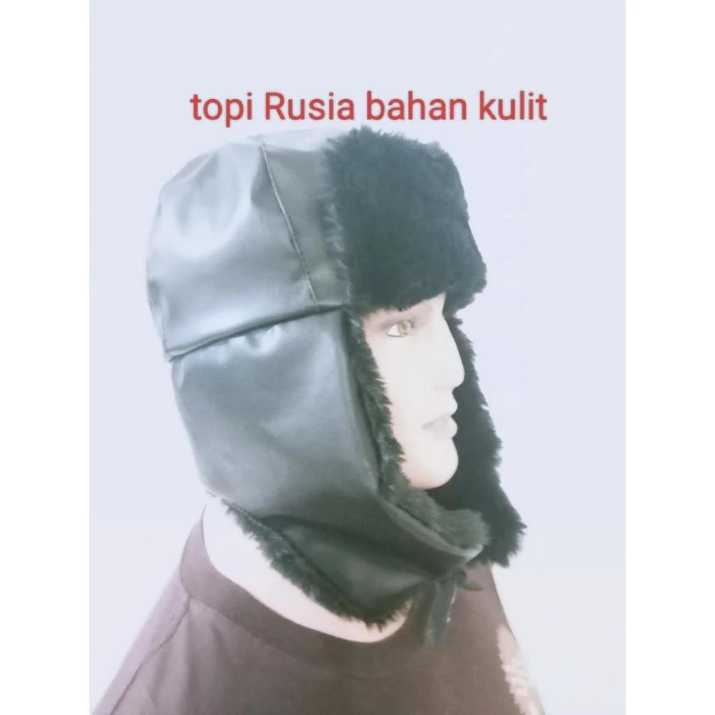 Topi Bulu Mongol Mongolia Rusia Musim Dingin Bahan Kulit Dewasa Remaja /Topi Ushanka Russian Hat Bom