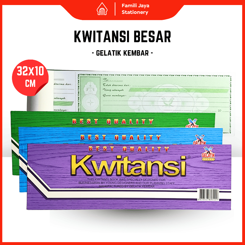 Buku Kwitansi | Kuitansi Besar Gelatik Kembar 32x10 cm - Nota Pembayaran 70 Lembar (1 pcs)