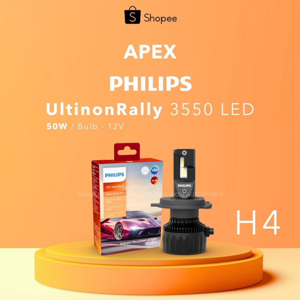 LAMPU MOBIL PHILIPS ULTINON RALLY 3550 - H4 6500K 50W
