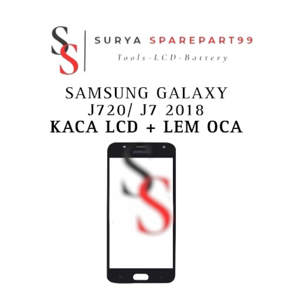Original Kaca LCD Glass + Lem OCA Samsung J7 2018 / J720 / J7 Duo