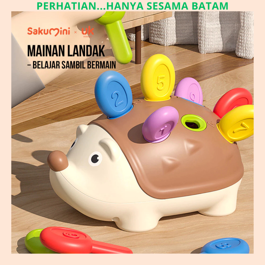 Sakumini Hedgehog Plug In Fun Activity Mainan Latihan Motorik Sensorik Keterampilan Bayi Anak Aktivi