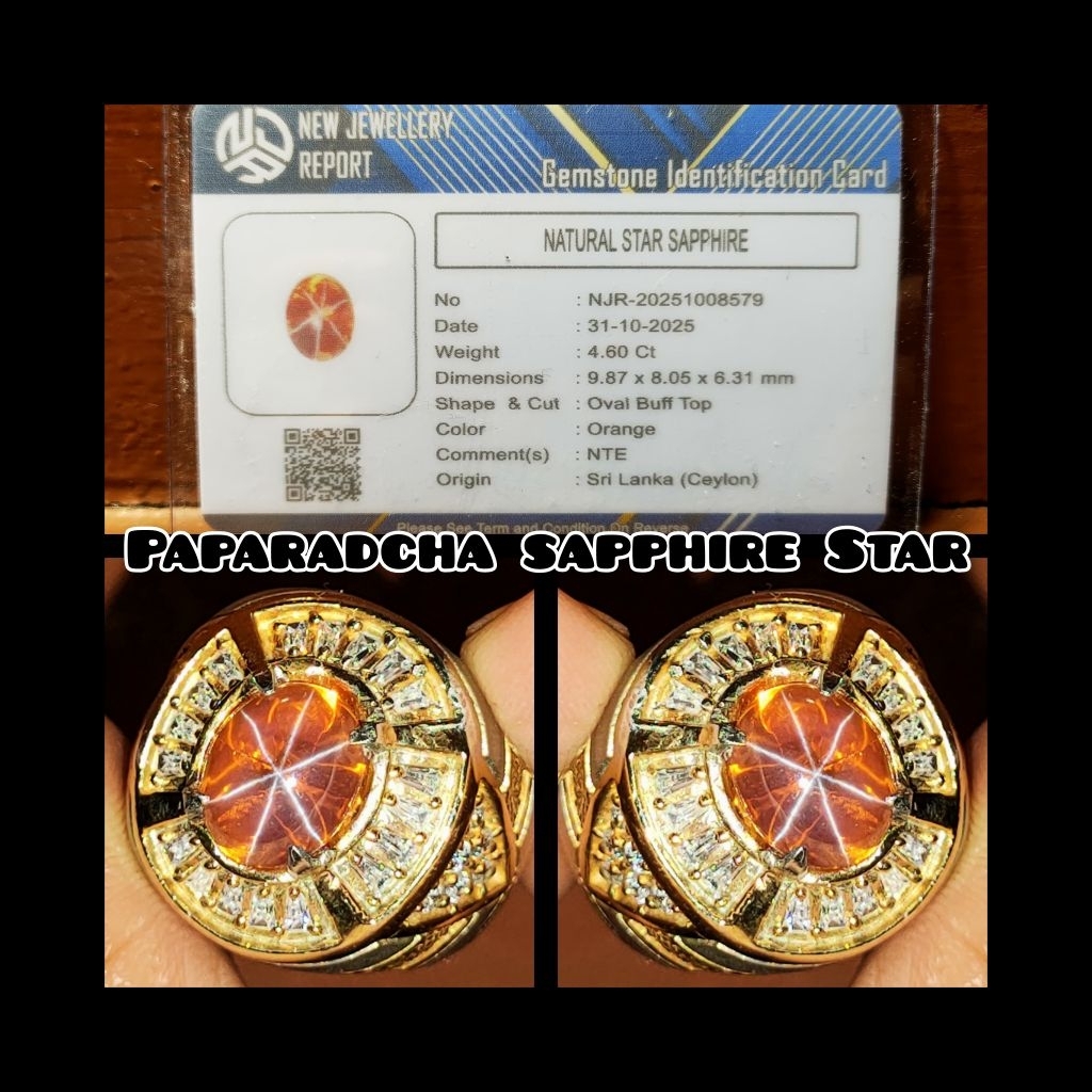 NATURAL BATU PAPARADCHA SAPPHIRE STAR CEYLON