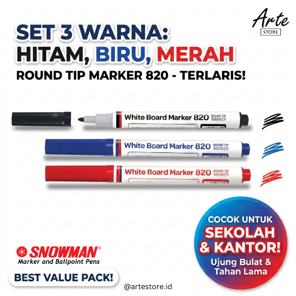 Spidol Papan Tulis Kecil Snowman 820 -  Whiteboard Marker - Boardmarker 820