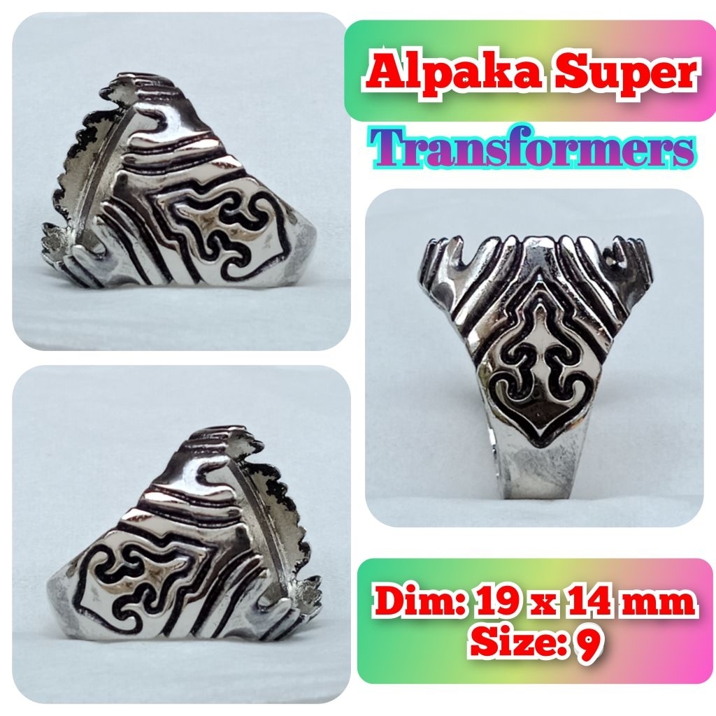 cincin emban batu akik batu permata alpaka super ukir mahkota.44