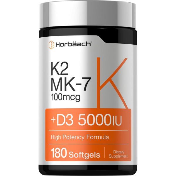 Horbaach Vitamin D3 K2 5000 iu 100mcg MK-7 Complex Softgel Capsules