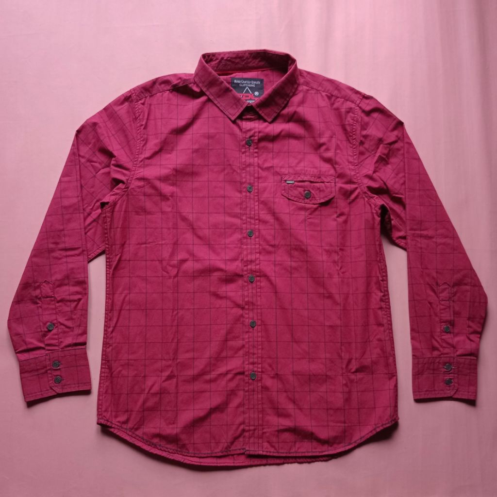 Kemeja Lengan Panjang Slim Fit Pria Maroon CDL by Cardinal