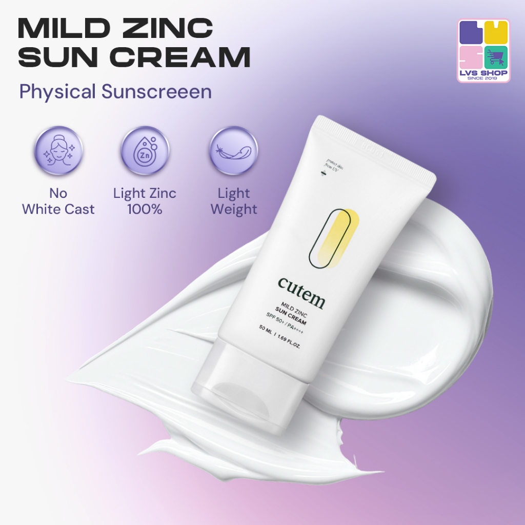 CUTEM Mild Zinc Sun Cream | Physical Sunscreen Hypoallergenic SPF 50+PA++++
