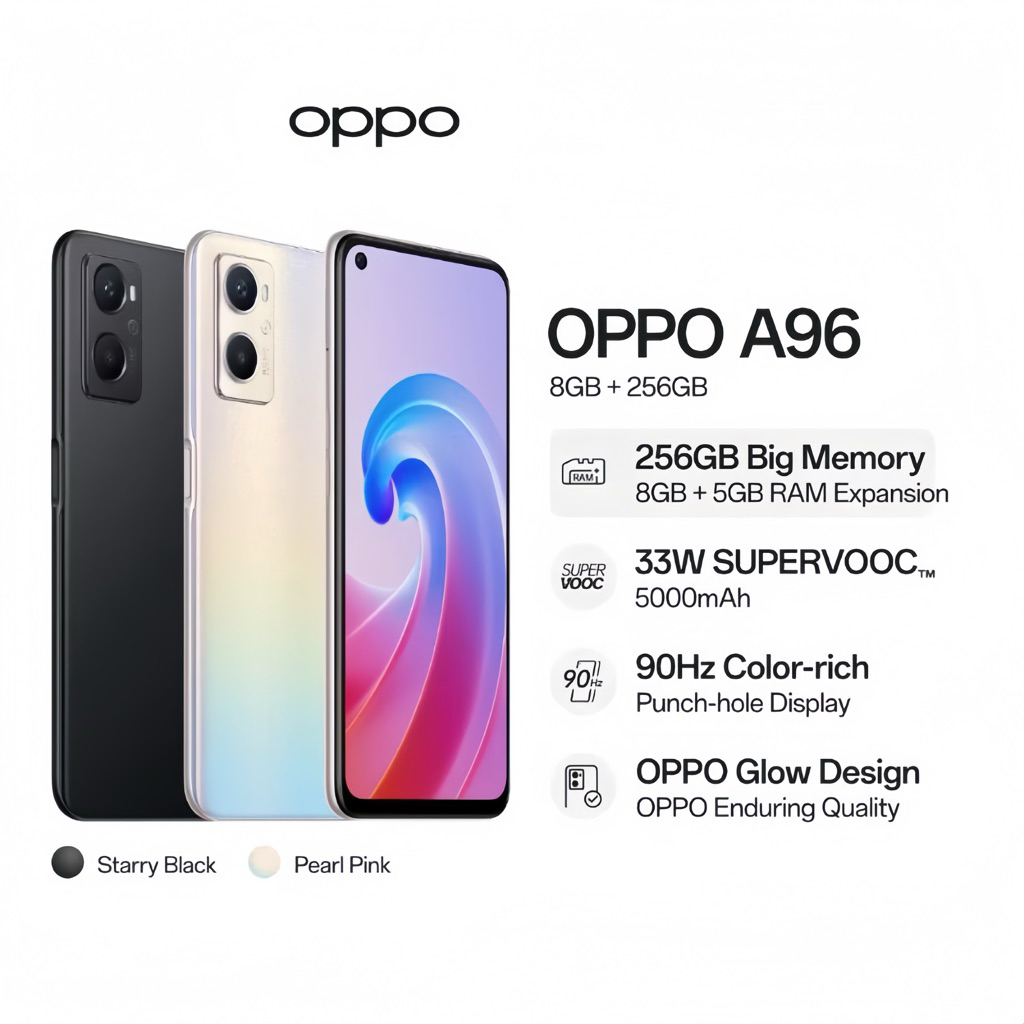 OPPO A96 Ram 8/256GB A96 Ram 8GB Internal 256GB Garansi Resmi