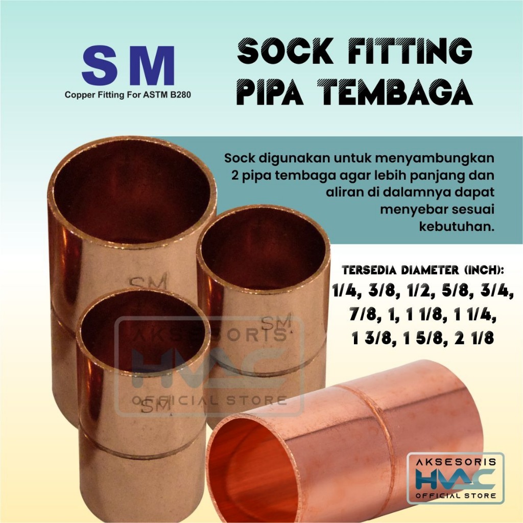 Sock Pipa Tembaga SM Aksesoris & Fitting Untuk Sambungan Pipa