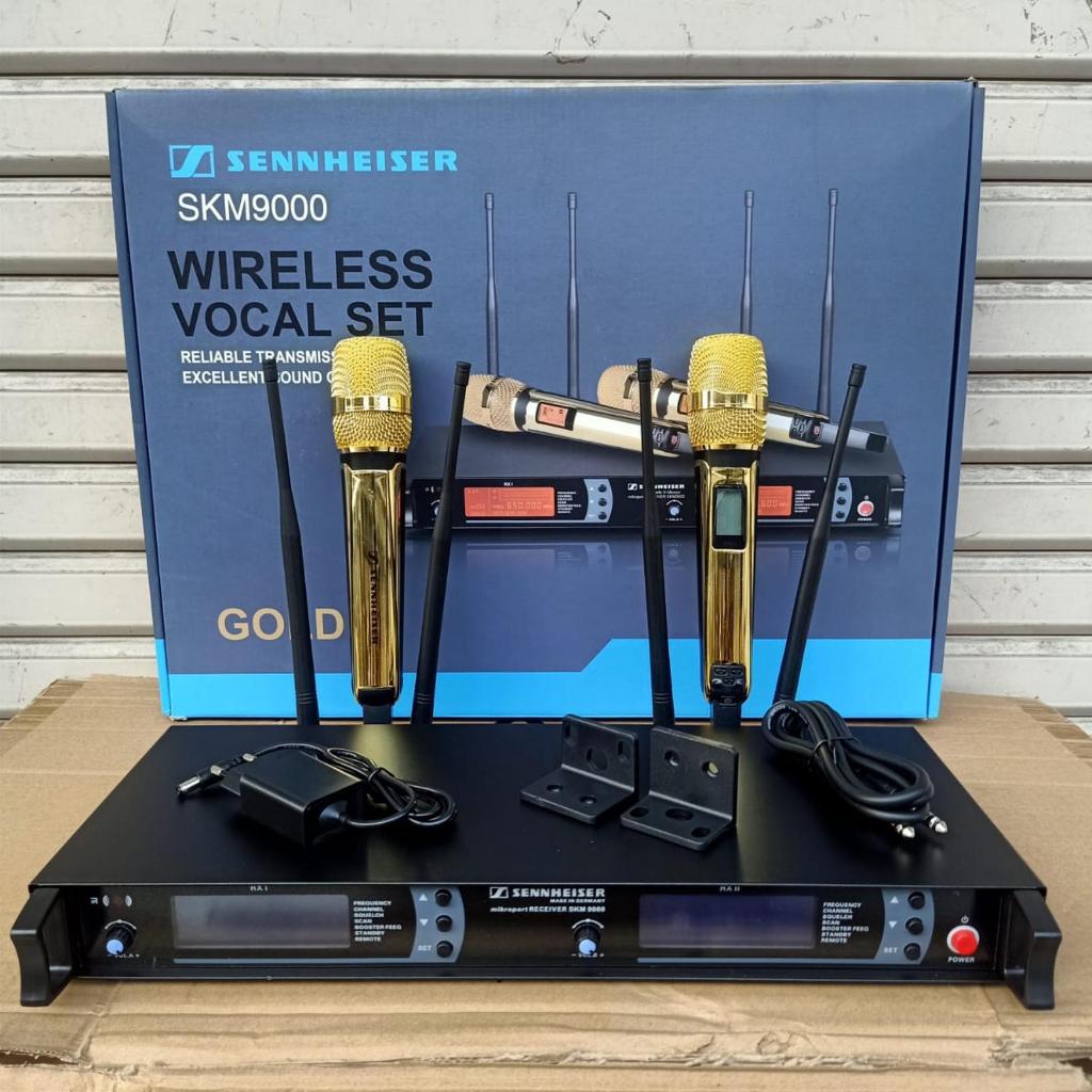 Mic Wireless Sennheiser SKM9000 SKM 9000 Tanpa Koper UHF 2 Mic Genggam Handheld 4 Antena Bisa Ganti 