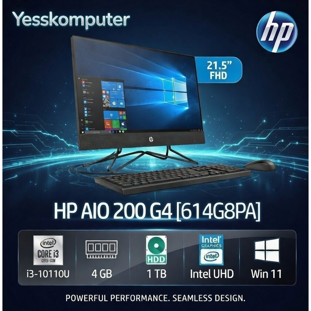 Komputer All In One Core i3-10110U 21.5" | HP 200 G4 AIO 614G8PA | PC AIO