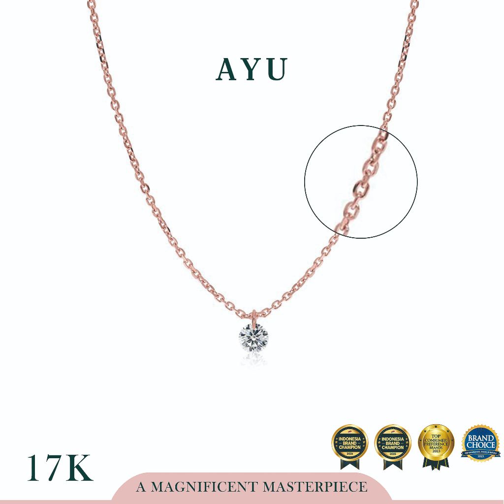 AYU Kalung Emas Korea - Candy Pop Chain Necklace 17K Rose Gold