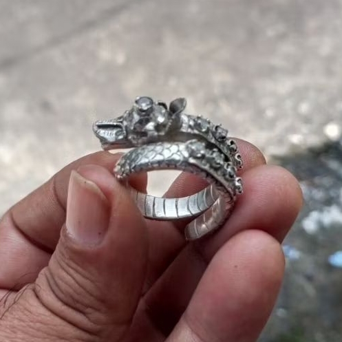 Cincin ulan ulan silver 925 asli berlian PB X antiq