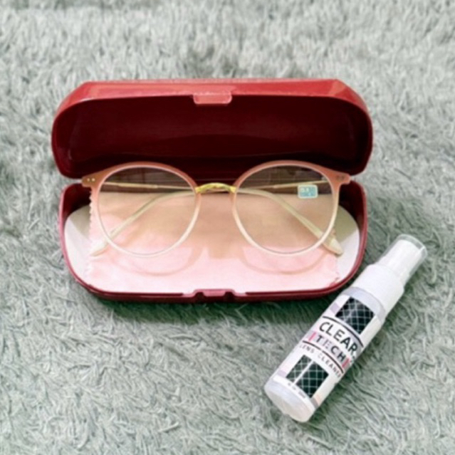 Kacamata Minus Anak Pink Premium Gagang Besi Kualitas Optik lengkap Kotak Premium, Lap & Cairan pemb