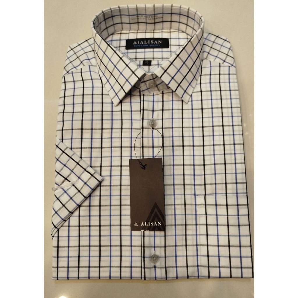 Kemeja Alisan Motif Kotak-kotak Lengan Pendek Reguler