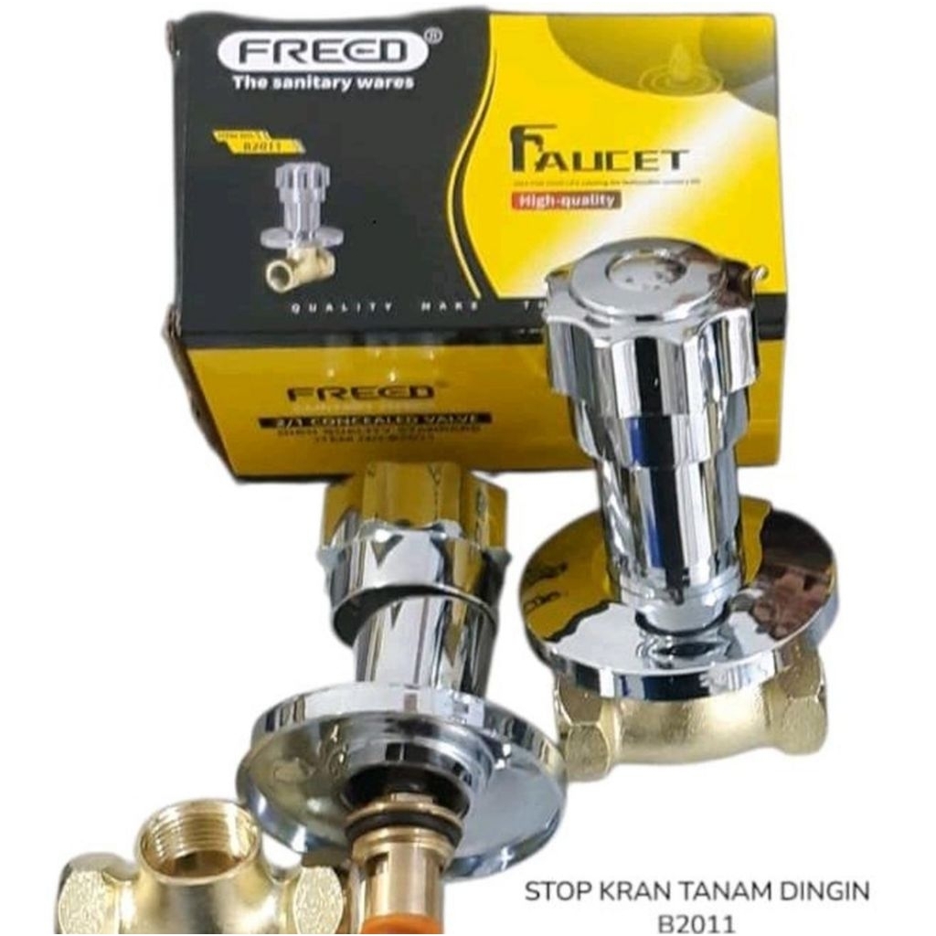 Kran Shower Kuningan Tanam FREED / Kran Dinding Staunless 1/2" inch Stop Kran Wall Shower