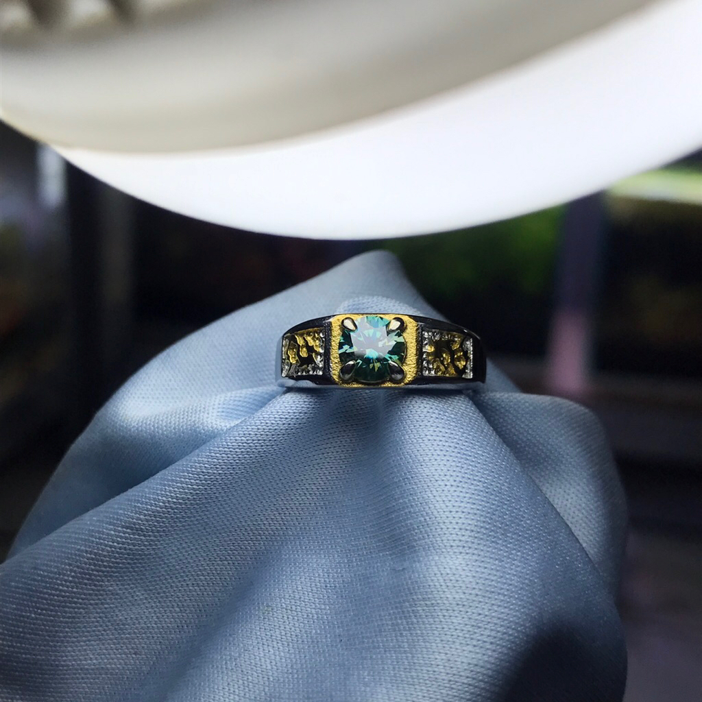 CINCIN BERLIAN GREEN MOISSANITE GRA RING TITANIUM