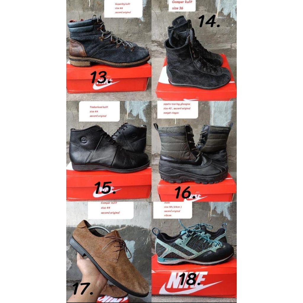 jual sepatu second outdoor kulit casual aneka ragam borongan murah